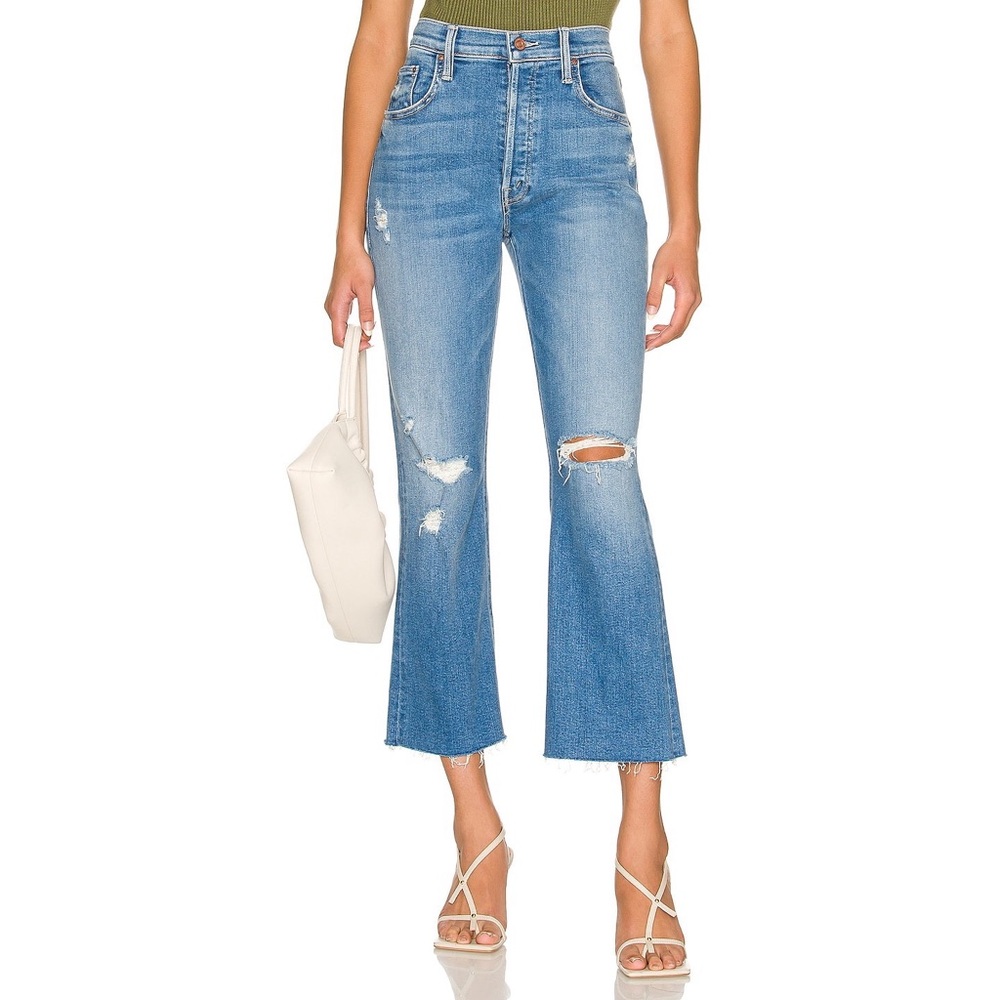 Mother The Tripper Ankle Fray High Rise Flare Jeans in Play Like A Pirate